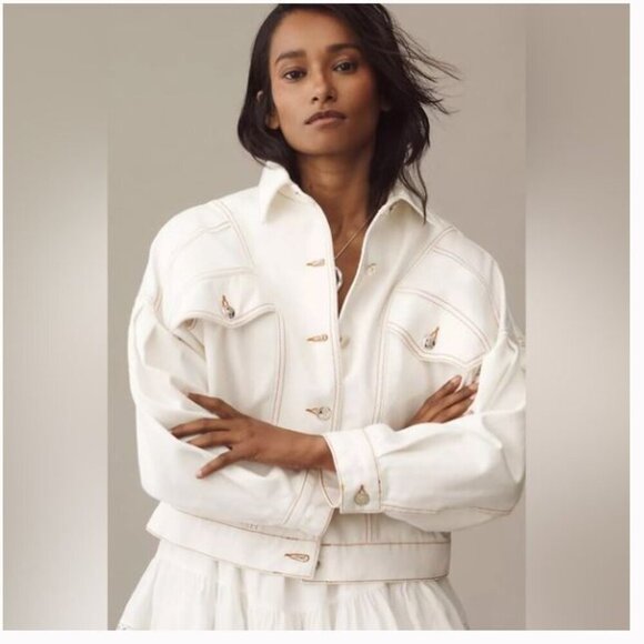 FARM Rio Jackets & Blazers - Farm Rio Mini Bomber Jacket Off White - Sz M NWT